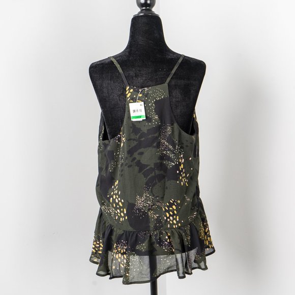 NWTBar III Green Crepe Ruffle Printed Halter Top L - Picture 4 of 6